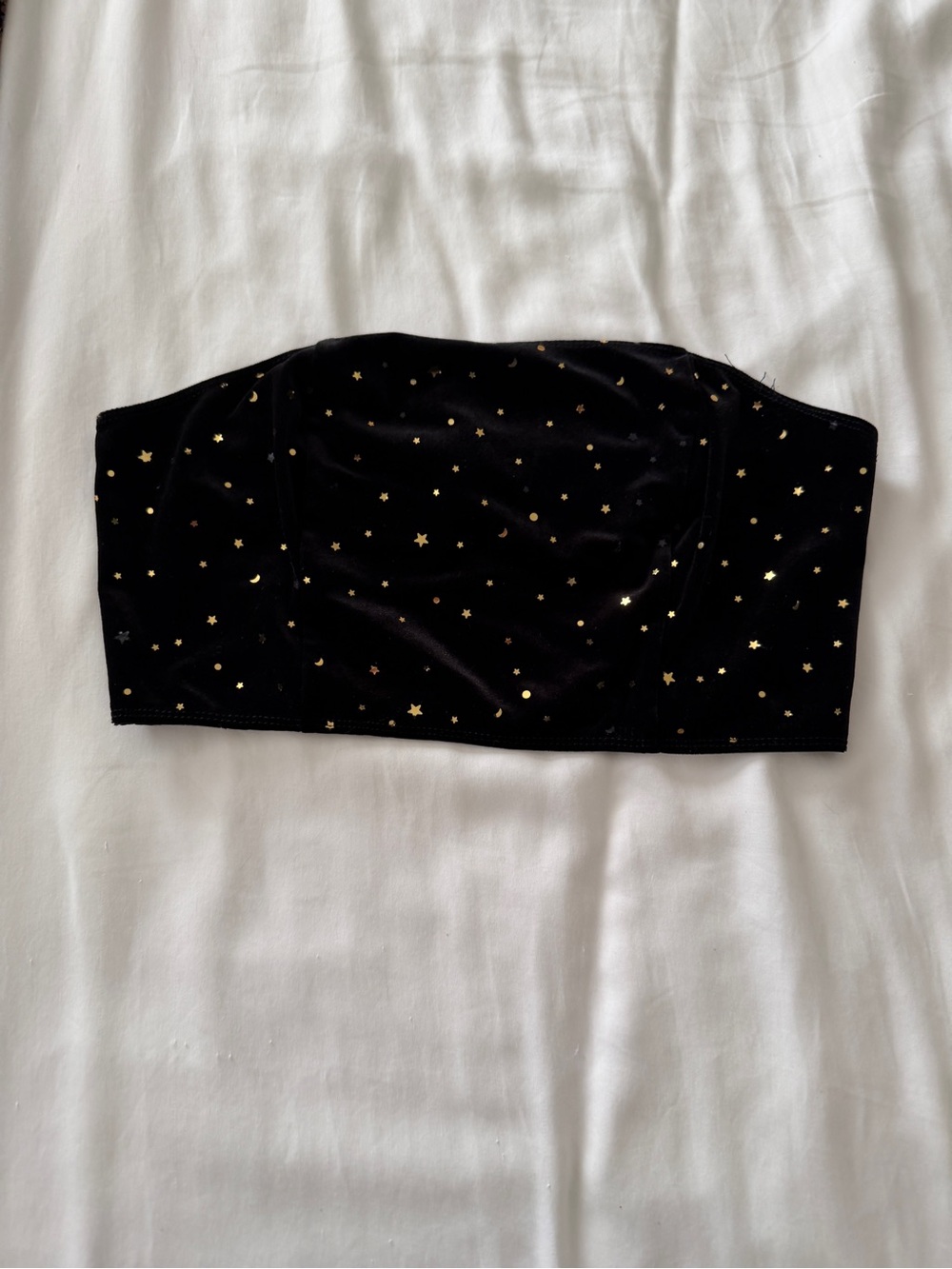 Wild Honey Black Velvet Bandeau with Gold Celestial Accents